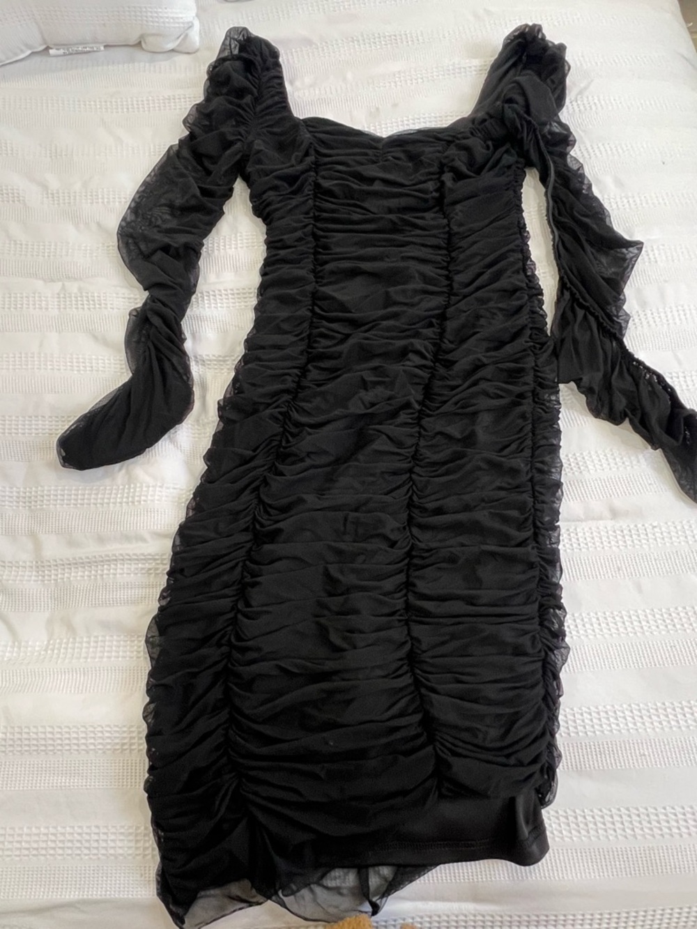 Fashion nova Black Ruched Long Sleeve Women's Dress